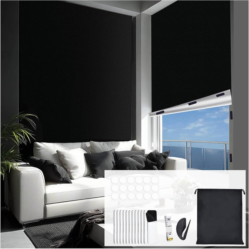 DGDUBRB Portable Blackout Curtains, 157x57 Inch Black Out Curtains for Bedroom, Blackout Window Cover Black Out Shades Blinds No Drill DIY Cuttable, for Sloped Roof Windows, Children's Room, Media Room - Image 1